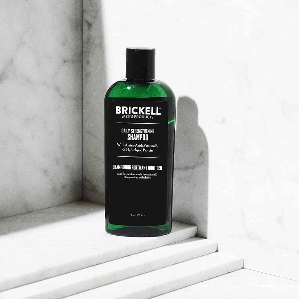 Brickell Men's Daily Strengthening Shampoo for Men, Natural and Organic Featuring Mint and Tea Tree Oil To Soothe Dry and Itchy Scalp, Sulfate Free and Paraben Free, 236 ml, Scented 236 ml (Pack of 1)