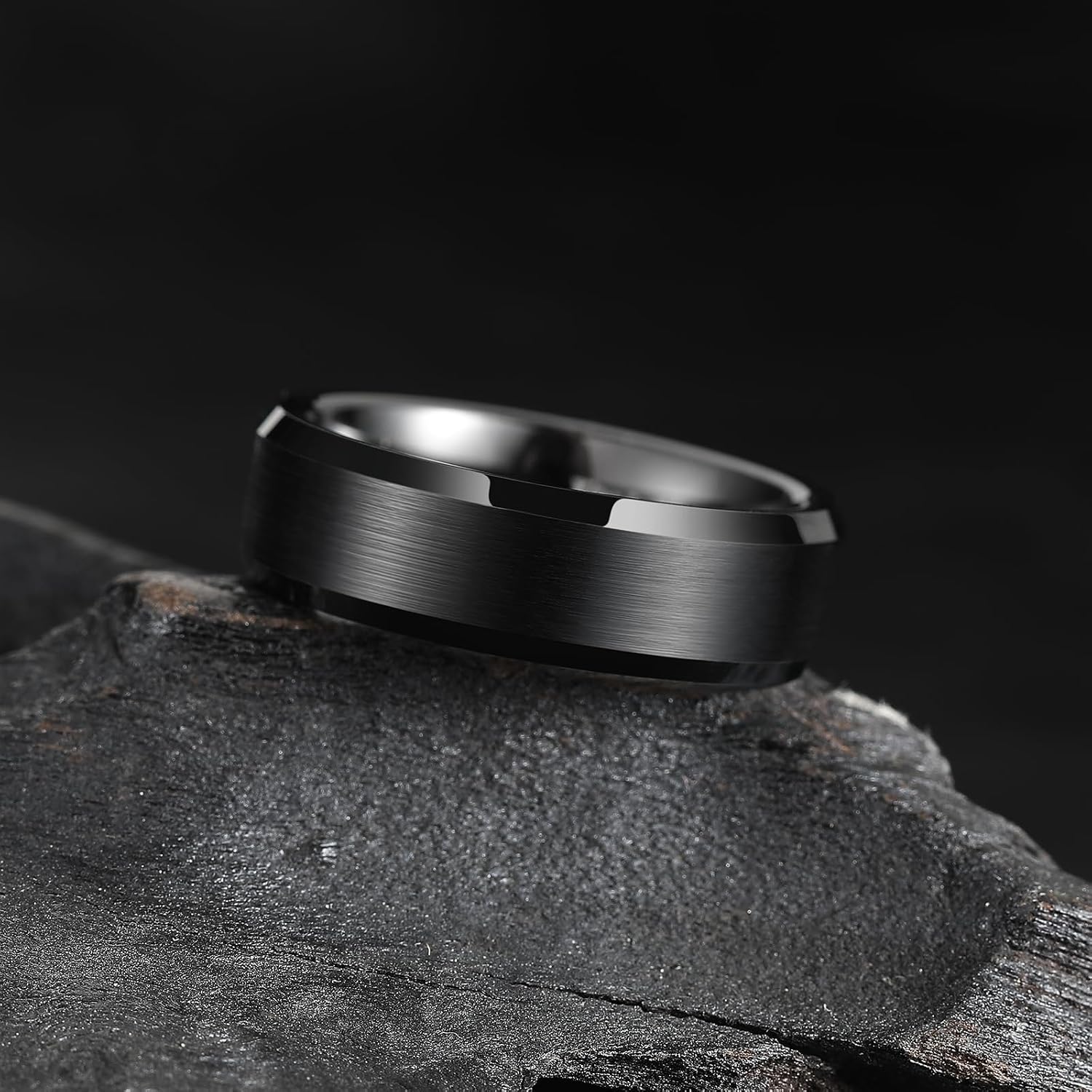Silver/Black/Gunmetal Grey Promise 6MM/7MM/8MM Wedding Band For Men Tungsten Carbide Ring Comfort Fit Beveled Edges/Step Edges X 1/2(67.19mm) Beveled Black 7mm