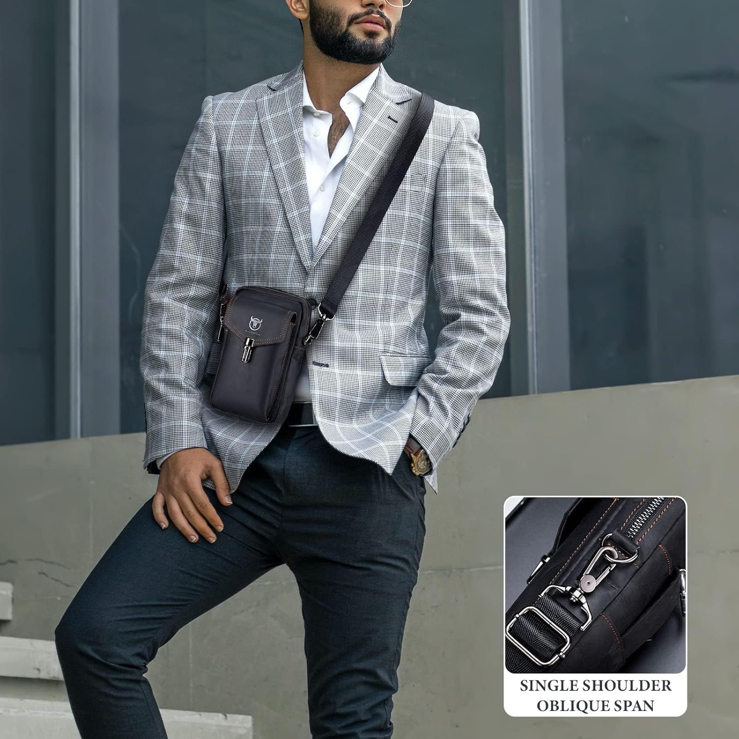 Genuine Leather Waist Pack for Men, Leather Phone Holster Pouch with Belt Loop Crossbody Phone Carrying Case Small Shoulder Bag for Cell Phone Wallet Key (A-Black) #-Black