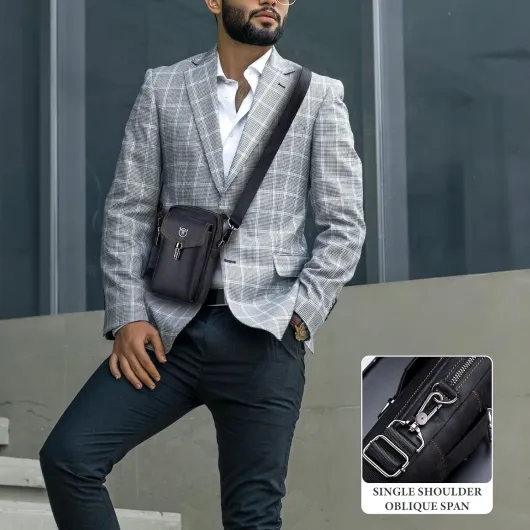 Genuine Leather Waist Pack for Men, Leather Phone Holster Pouch with Belt Loop Crossbody Phone Carrying Case Small Shoulder Bag for Cell Phone Wallet Key (A-Black) #-Black