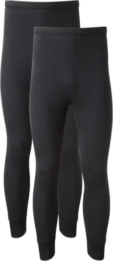 Heatwave® Pack of 2 Men's Thermal Trousers Long Johns Warm Underwear Baselayer, S M L XL XXL Thermals L Black