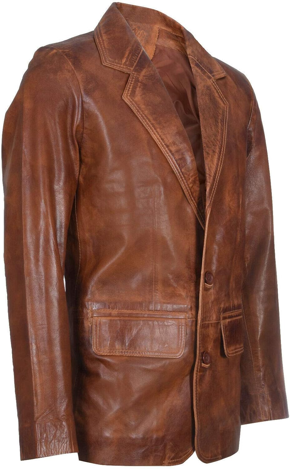 Men's Tan Genuine Leather Blazer Soft Real Italian Tailored Vintage Jacket Coat 4XL Tan